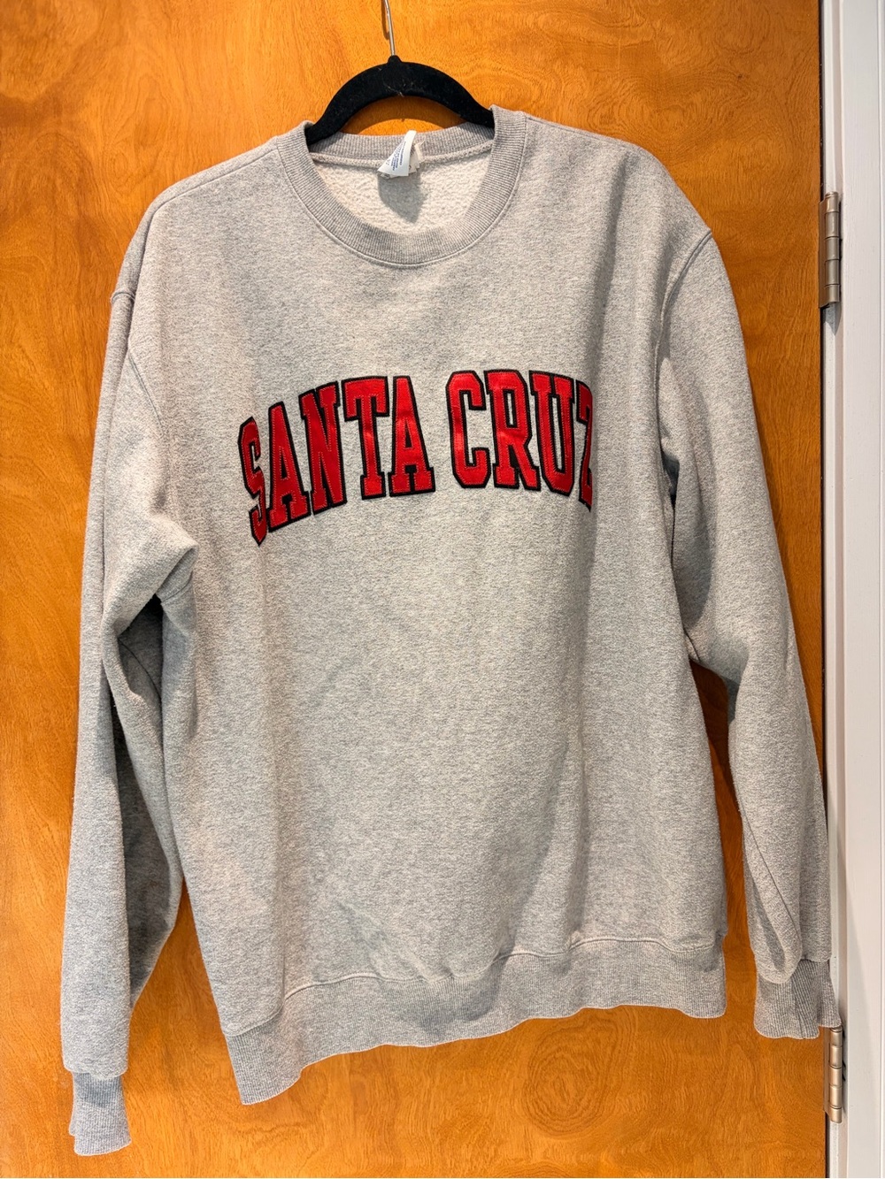 Champion Patch Spellout Santa Cruz Grey Crewneck Sweatshirt Mens size Large